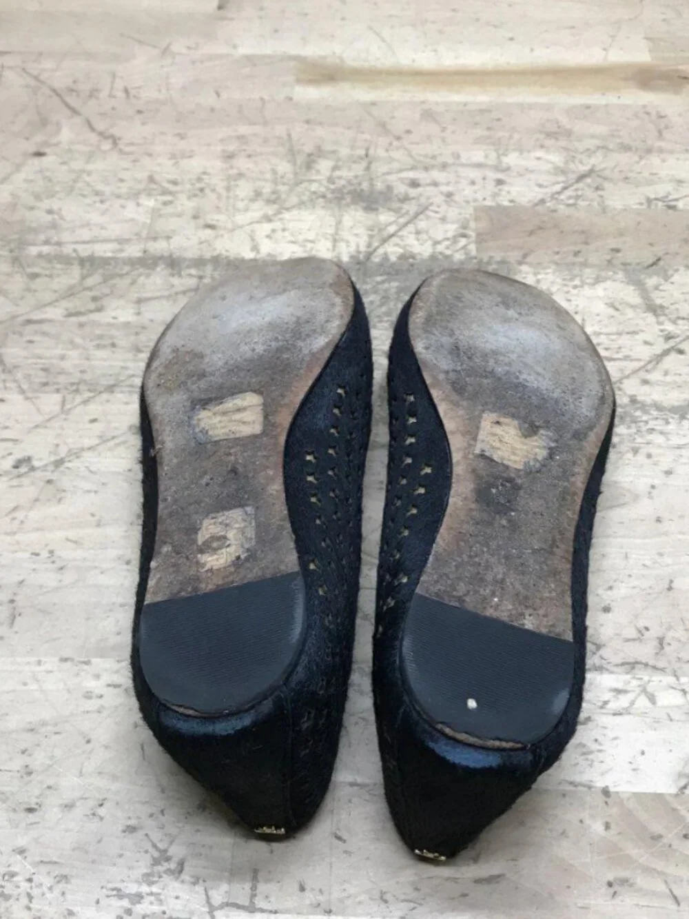 Tory Burch Star Calf Hair Smoking Slipper Loafers Black Gold 8.5M